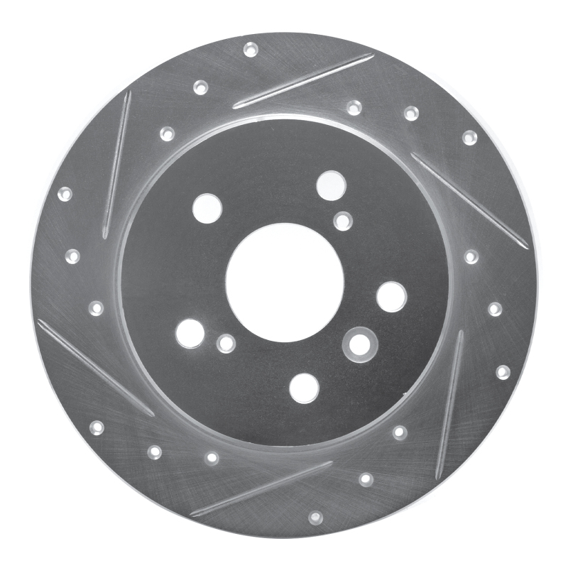 Toyota Avalon Brake Rotor (1) - Rear Left - R1 Concepts - Drilled & Slotted - Silver - `00-`04